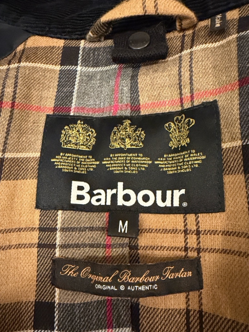 Barbour Navy Waxed Cotton Field Jacket with Cord Collar - Picture 2 of 10